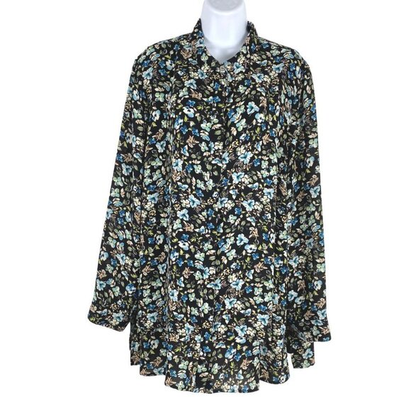 J. Jill Double Layer Shirt Women's XL Floral Long‎ Sleeve Multicolored Flawed - Picture 1 of 13